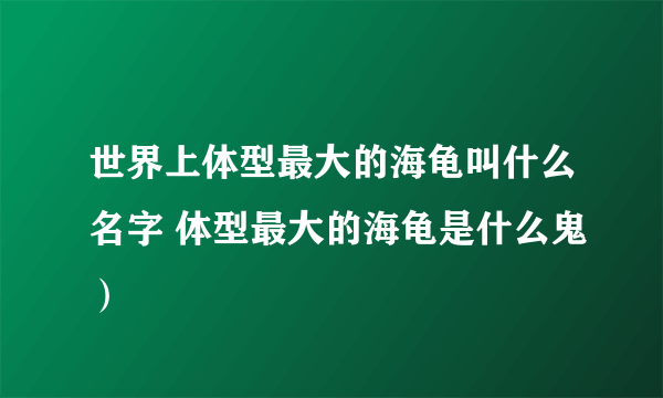 世界上体型最大的海龟叫什么名字 体型最大的海龟是什么鬼）