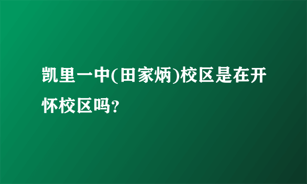 凯里一中(田家炳)校区是在开怀校区吗？
