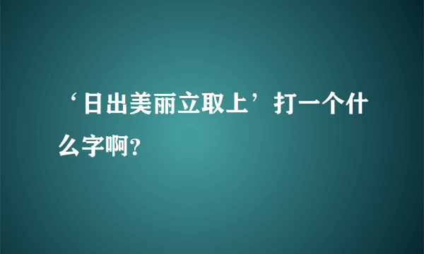 ‘日出美丽立取上’打一个什么字啊？