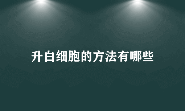 升白细胞的方法有哪些