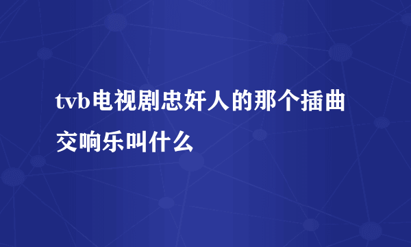 tvb电视剧忠奸人的那个插曲交响乐叫什么