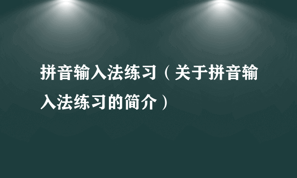 拼音输入法练习（关于拼音输入法练习的简介）