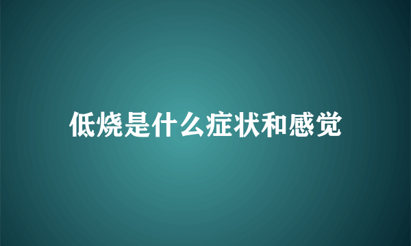 低烧是什么症状和感觉