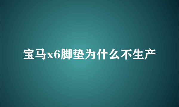 宝马x6脚垫为什么不生产