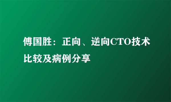 傅国胜：正向、逆向CTO技术比较及病例分享