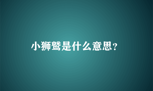 小狮鹫是什么意思？