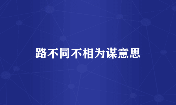 路不同不相为谋意思