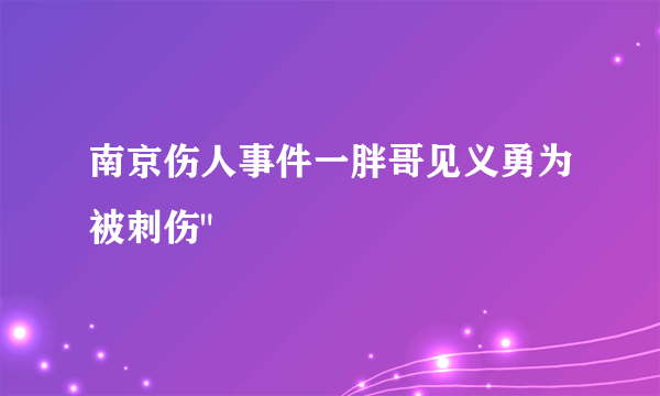 南京伤人事件一胖哥见义勇为被刺伤