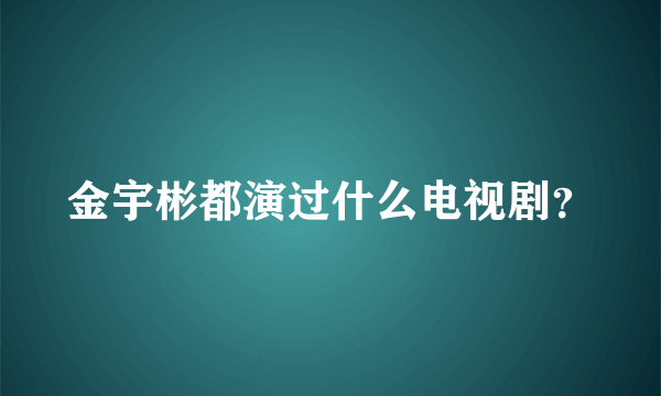 金宇彬都演过什么电视剧？