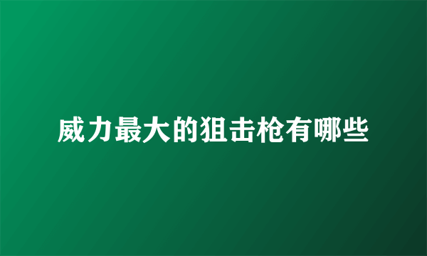 威力最大的狙击枪有哪些