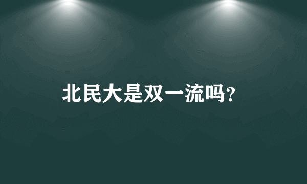 北民大是双一流吗？