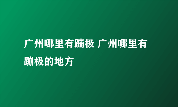 广州哪里有蹦极 广州哪里有蹦极的地方