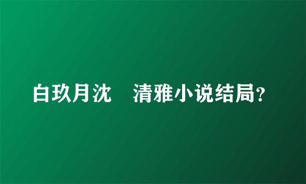 白玖月沈燿清雅小说结局？