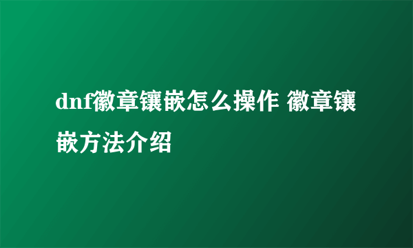 dnf徽章镶嵌怎么操作 徽章镶嵌方法介绍
