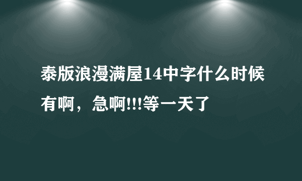 泰版浪漫满屋14中字什么时候有啊，急啊!!!等一天了