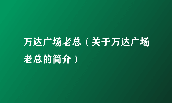 万达广场老总（关于万达广场老总的简介）
