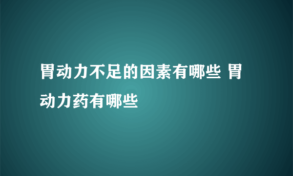 胃动力不足的因素有哪些 胃动力药有哪些