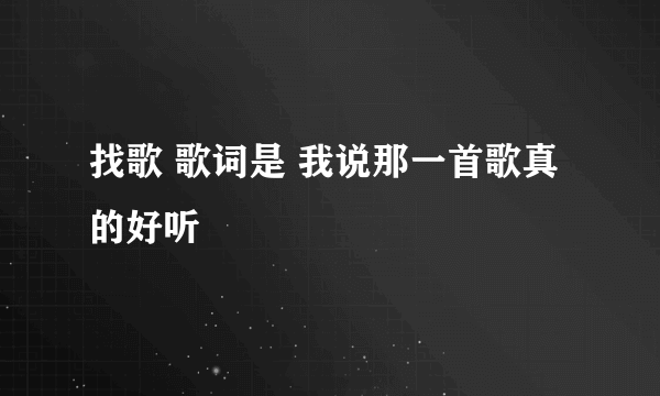 找歌 歌词是 我说那一首歌真的好听