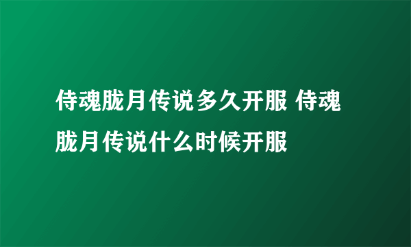 侍魂胧月传说多久开服 侍魂胧月传说什么时候开服