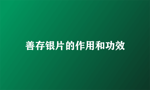 善存银片的作用和功效