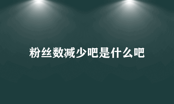 粉丝数减少吧是什么吧