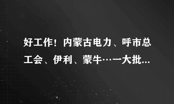 好工作！内蒙古电力、呼市总工会、伊利、蒙牛…一大批岗位等你来！