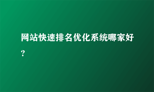 网站快速排名优化系统哪家好？