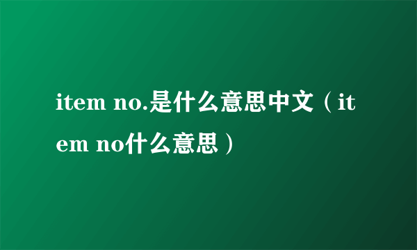 item no.是什么意思中文（item no什么意思）