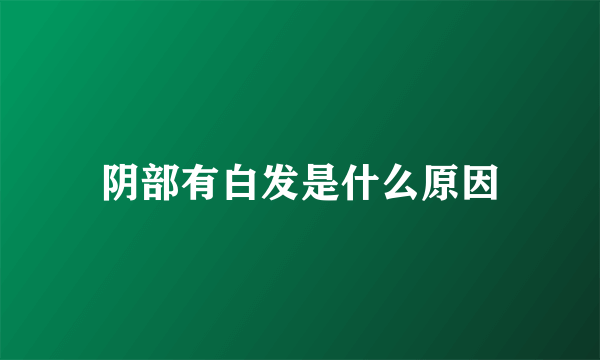 阴部有白发是什么原因