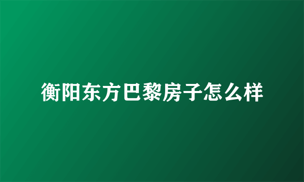 衡阳东方巴黎房子怎么样