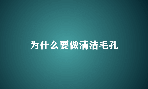 为什么要做清洁毛孔