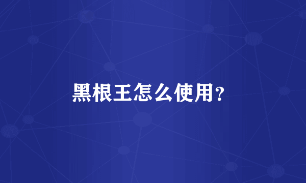 黑根王怎么使用?