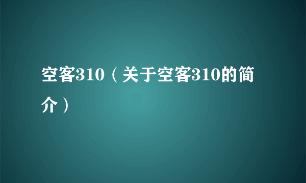 空客310（关于空客310的简介）