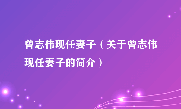 曾志伟现任妻子（关于曾志伟现任妻子的简介）