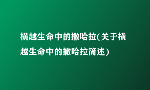 横越生命中的撒哈拉(关于横越生命中的撒哈拉简述)