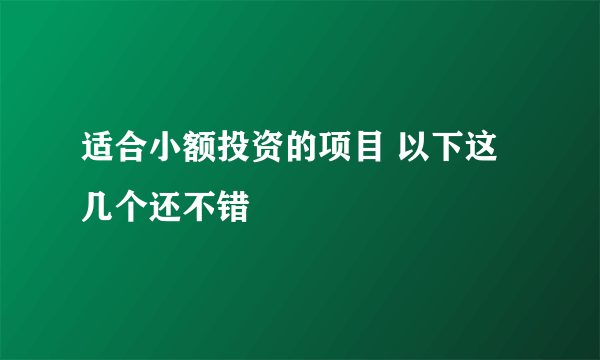 适合小额投资的项目 以下这几个还不错